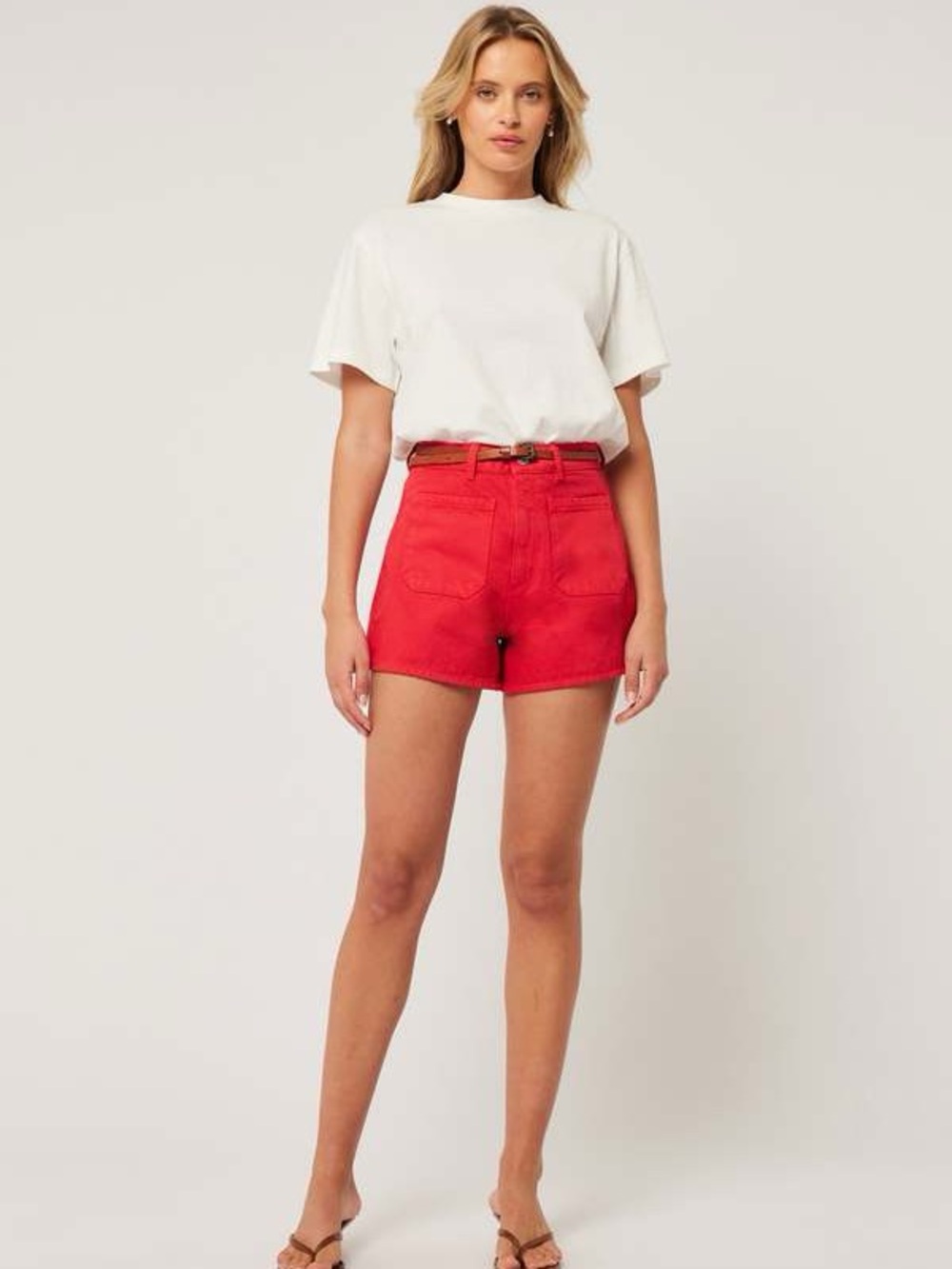High - Rise Red Women's Sailor Shorts